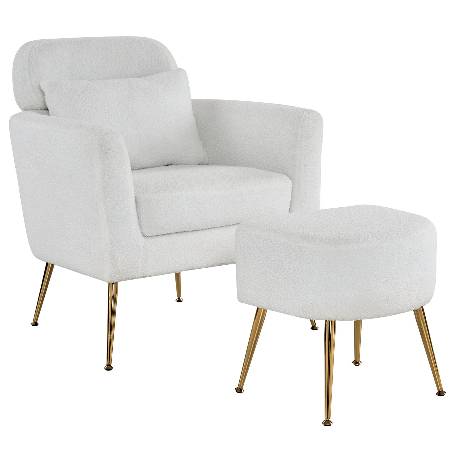 Half Disassembled Single Chair With Gold Feet And Pedals Teddy Velvet Indoor Leisure Chair Beige