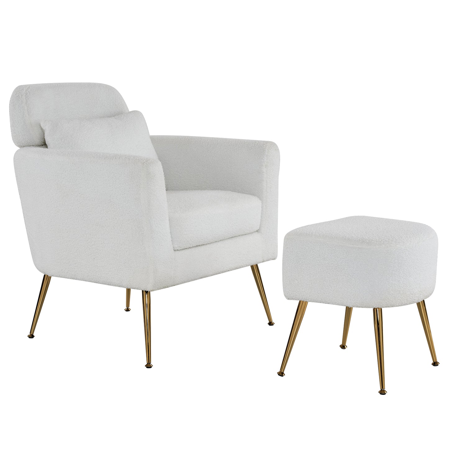 Half Disassembled Single Chair With Gold Feet And Pedals Teddy Velvet Indoor Leisure Chair Beige