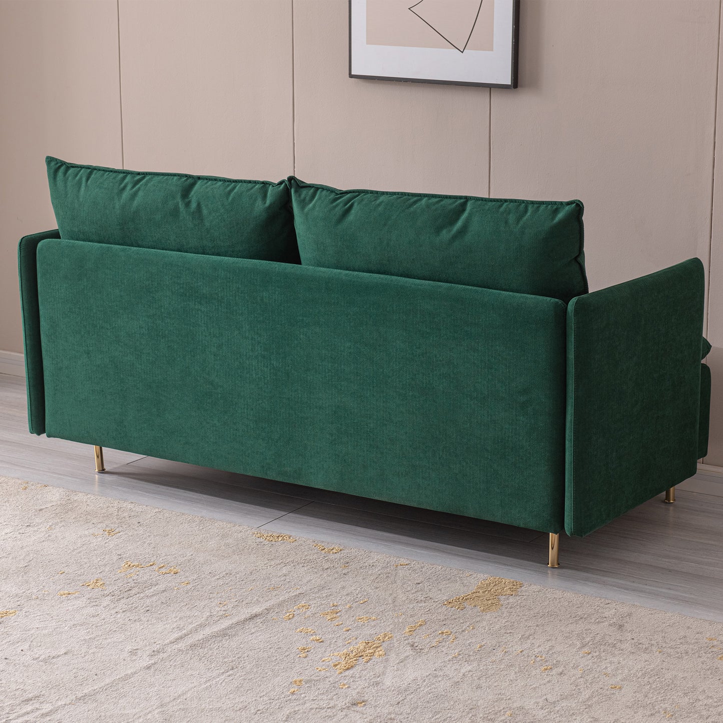 Modern Upholstered Loveseat Sofa,Emerald Cotton Linen---63.8"
