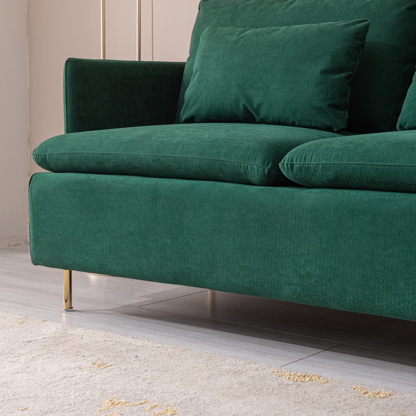 Modern Upholstered Loveseat Sofa,Emerald Cotton Linen---63.8"