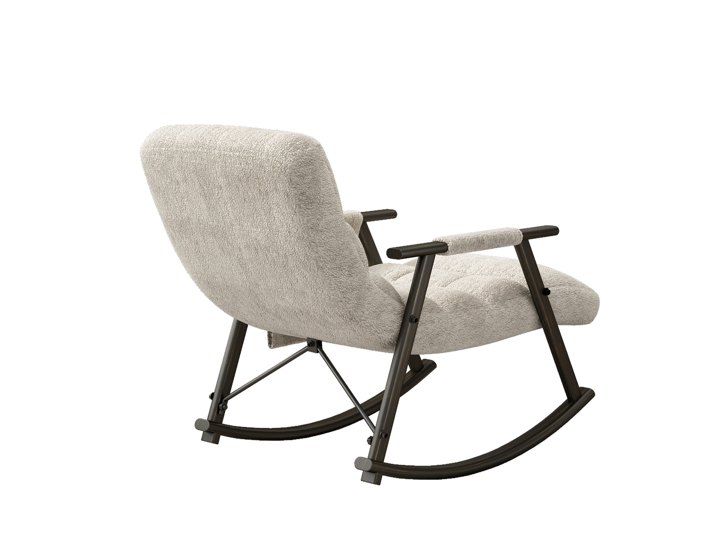 Casual folding rocking chair upholstered, lounge rocking chair adjustable high back and foot rest,side pockets placed in living room bedroom balcony