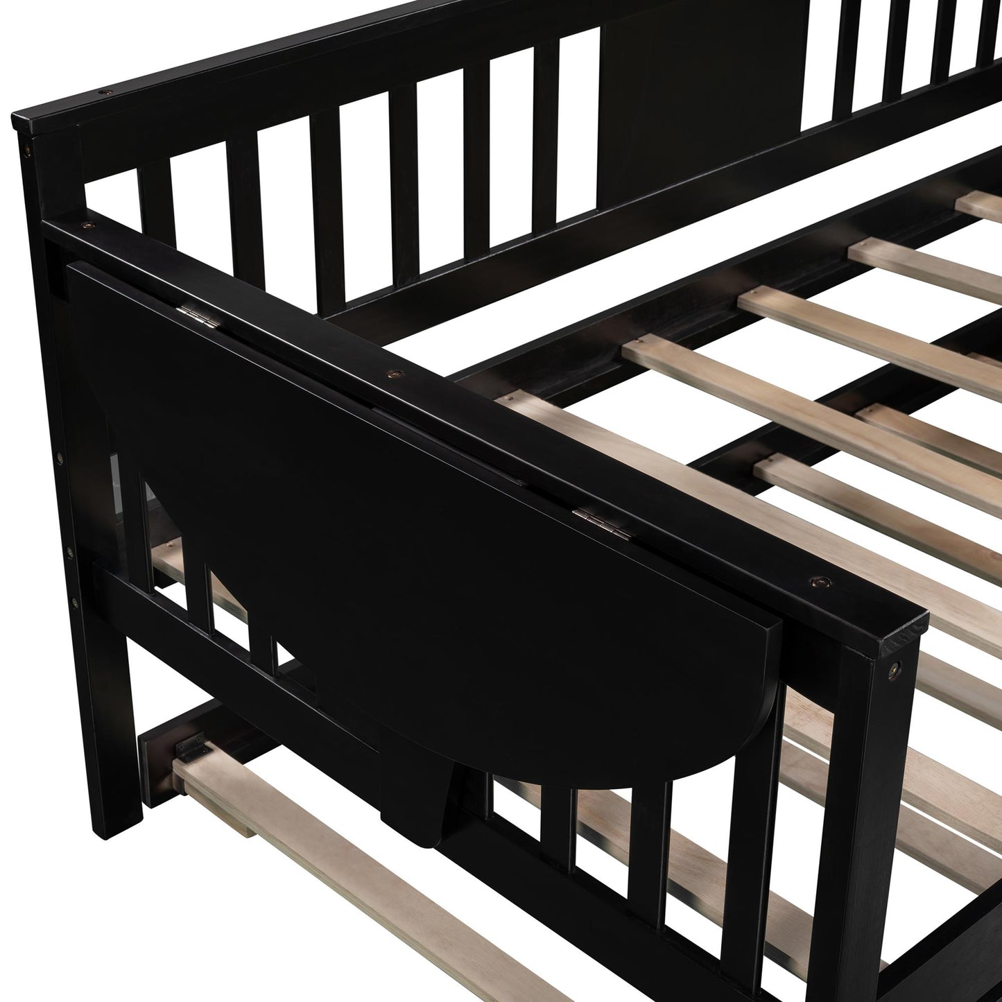 Twin Wooden Daybed with Trundle Bed , Sofa Bed for Bedroom Living Room, Espresso