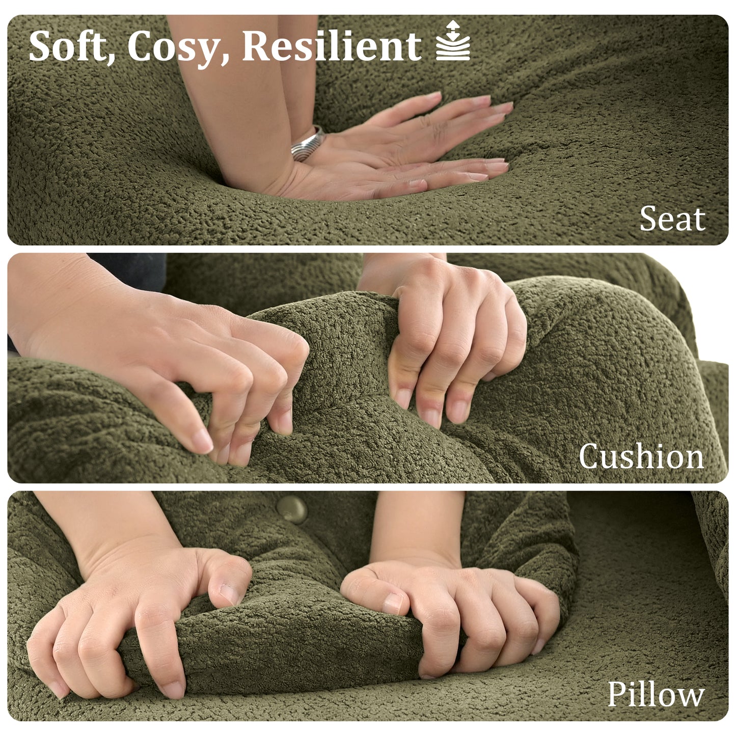 68.5" Modern Lamb Wool Sofa With Decorative Throw Pillows for Small Spaces