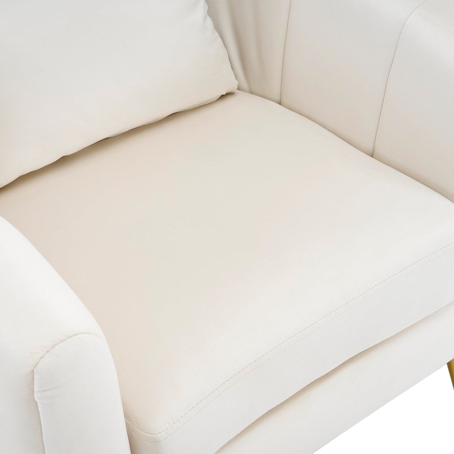 Velvet Accent Chair Set Barrel Chair with Ottoman Modern Club Chair Reading Armchair with Lumbar Pillow for Living Room, Bedroom, Study Room, Home Office Off-White