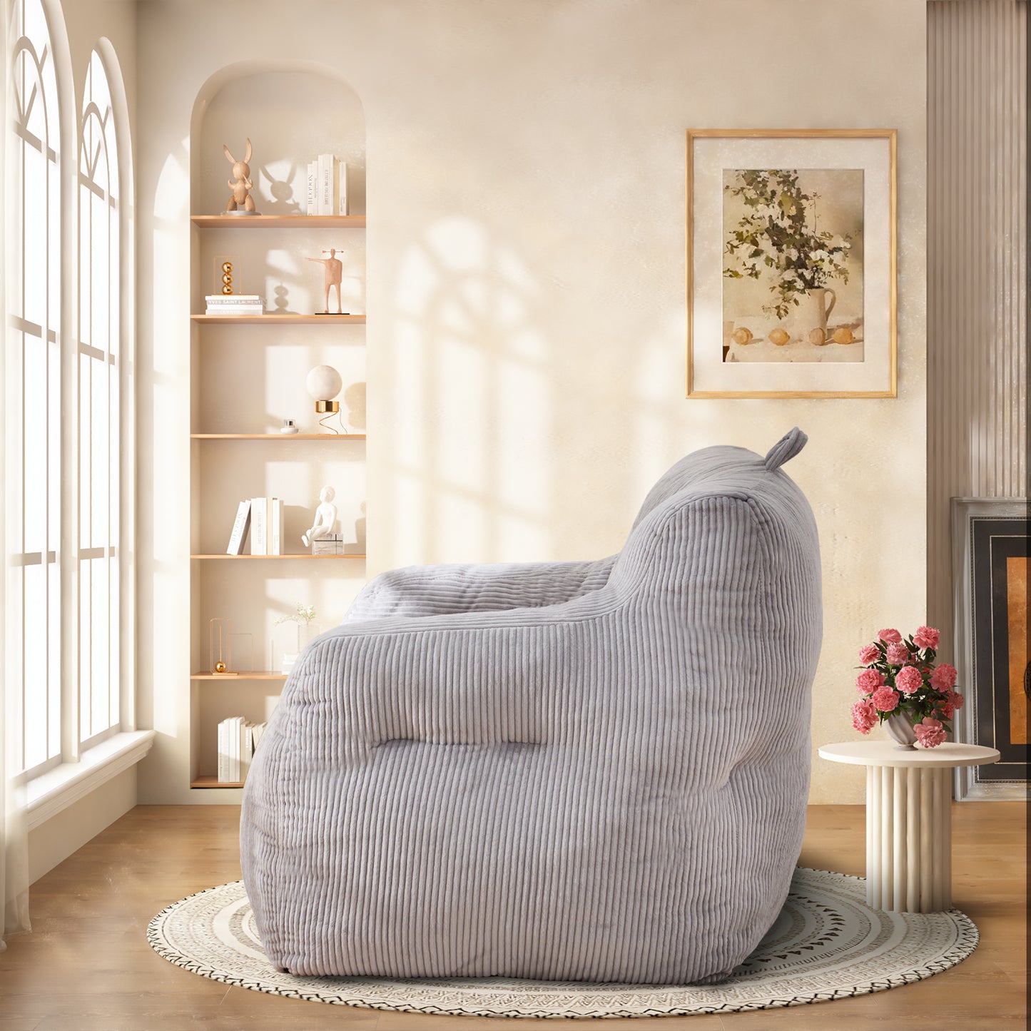 Bean Bag Chairs for Adults Oversize Bean Bag Sofa Chair with High Density Memory Foam Bean Bag Chair Lazy Chair with Armrest, Adult Beanbag for Bedroom, Living Room, Office