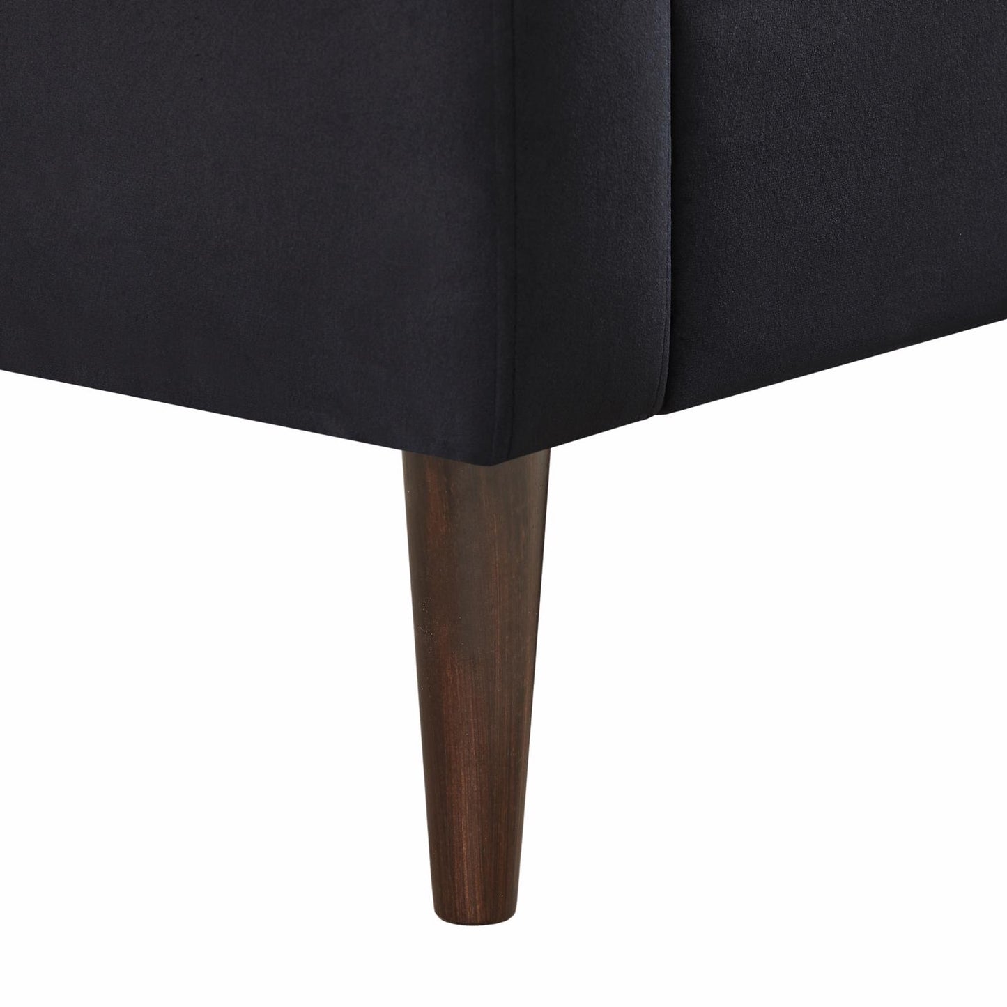 Modern Chesterfield Sofa, Comfortable Upholstered Sofa, Velvet Fabric, Wooden Frame with Wooden Legs, Suitable for Living Room/Bedroom/Office, 3 Seat Sofa - Black