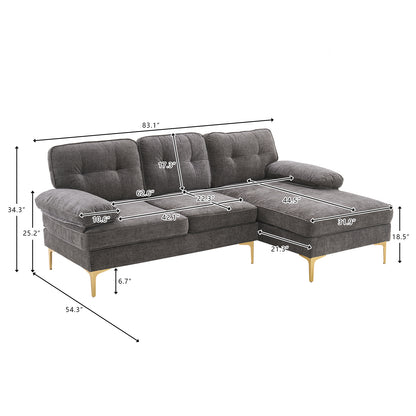 Three-Seat Simple And Stylish Indoor Modular Sofa Dark Gray