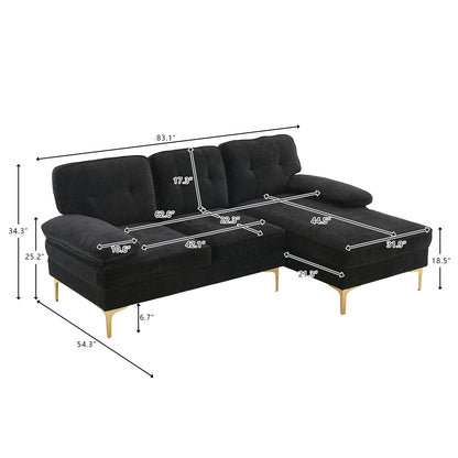 Three-Seat Simple And Stylish Indoor Modular Sofa Black