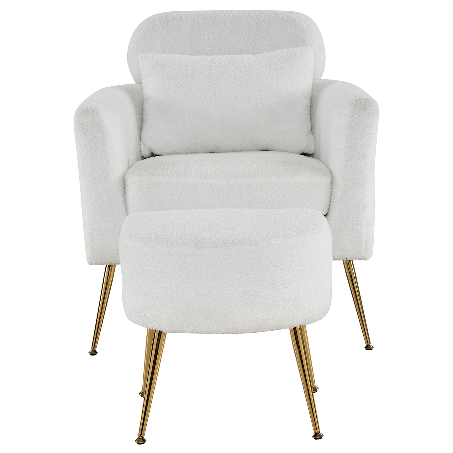 Half Disassembled Single Chair With Gold Feet And Pedals Teddy Velvet Indoor Leisure Chair Beige