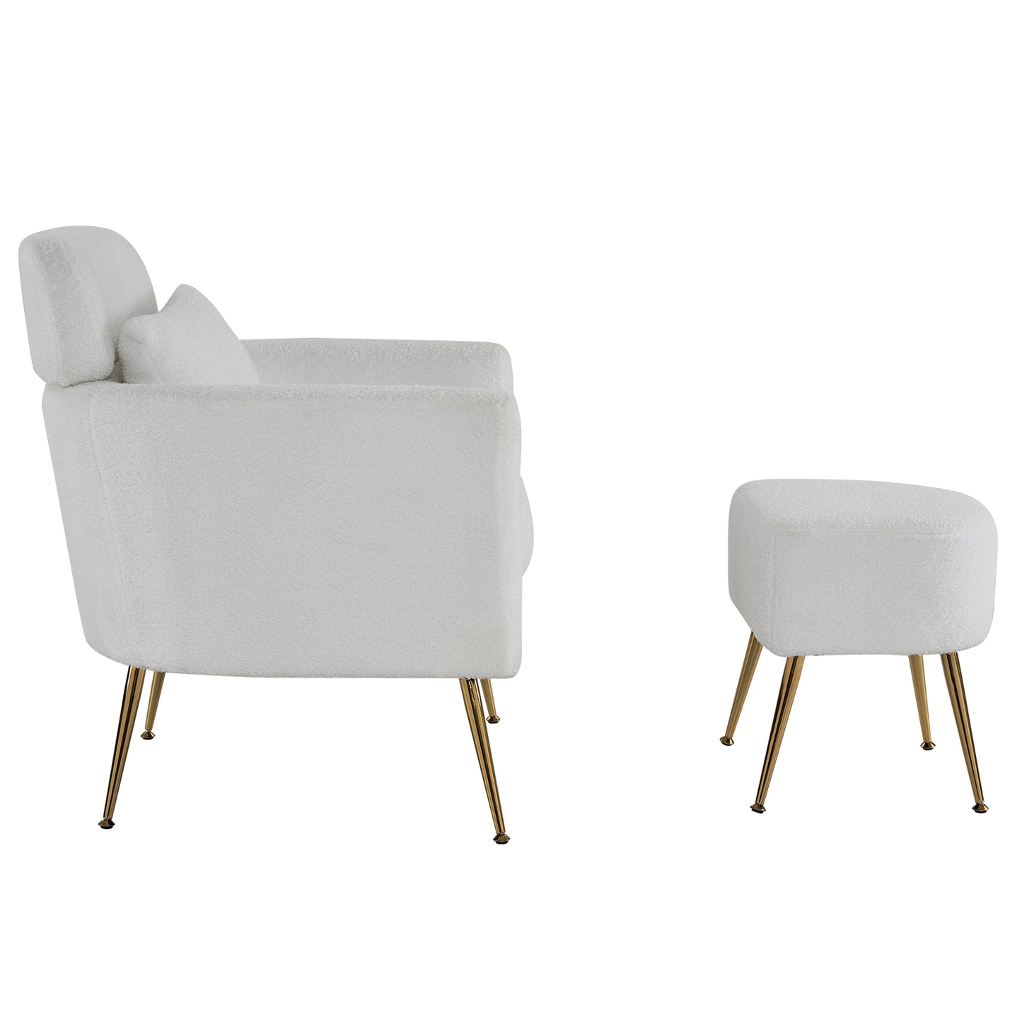 Half Disassembled Single Chair With Gold Feet And Pedals Teddy Velvet Indoor Leisure Chair Beige