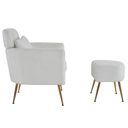 Half Disassembled Single Chair With Gold Feet And Pedals Teddy Velvet Indoor Leisure Chair Beige
