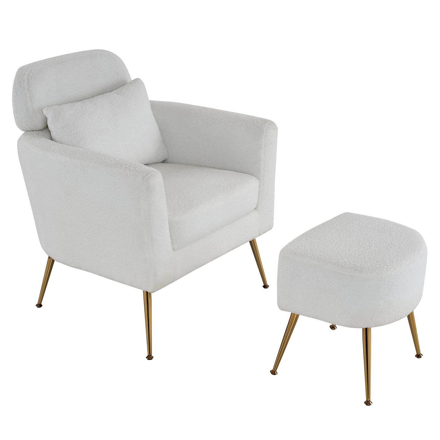 Half Disassembled Single Chair With Gold Feet And Pedals Teddy Velvet Indoor Leisure Chair Beige