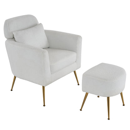 Half Disassembled Single Chair With Gold Feet And Pedals Teddy Velvet Indoor Leisure Chair Beige