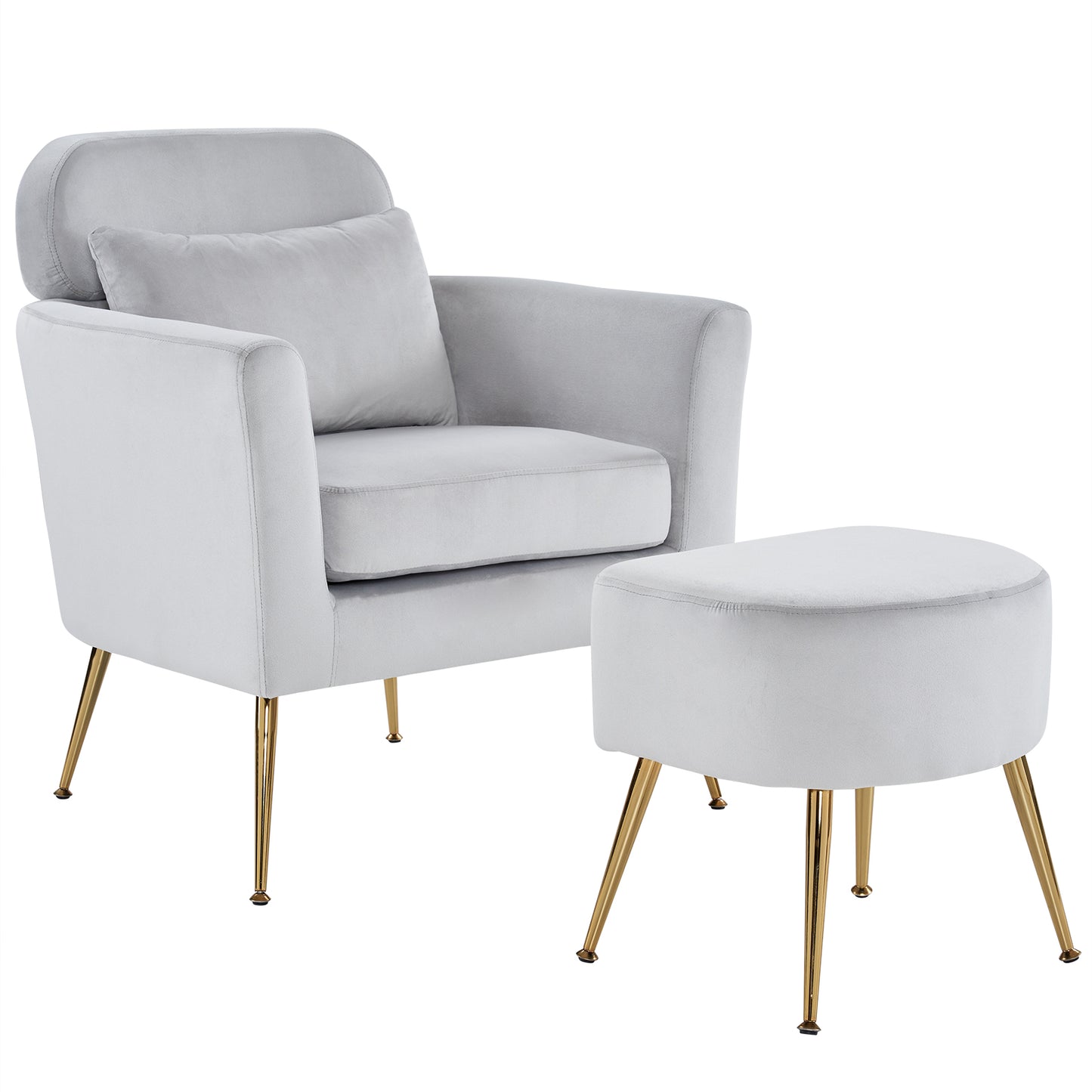 Half Disassembled Single Chair With Gold Feet And Pedals  Flannelette Indoor Leisure Chair Light Gray