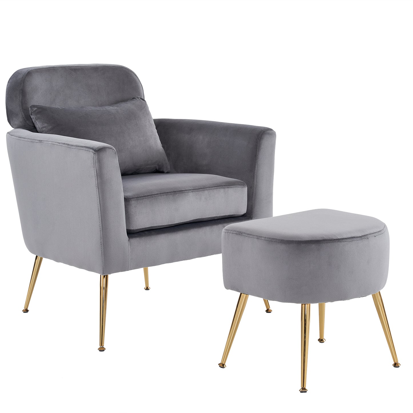 Half Disassembled Single Chair With Gold Feet And Pedals  Flannelette Indoor Leisure Chair Dark Gray