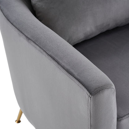 Half Disassembled Single Chair With Gold Feet And Pedals  Flannelette Indoor Leisure Chair Dark Gray