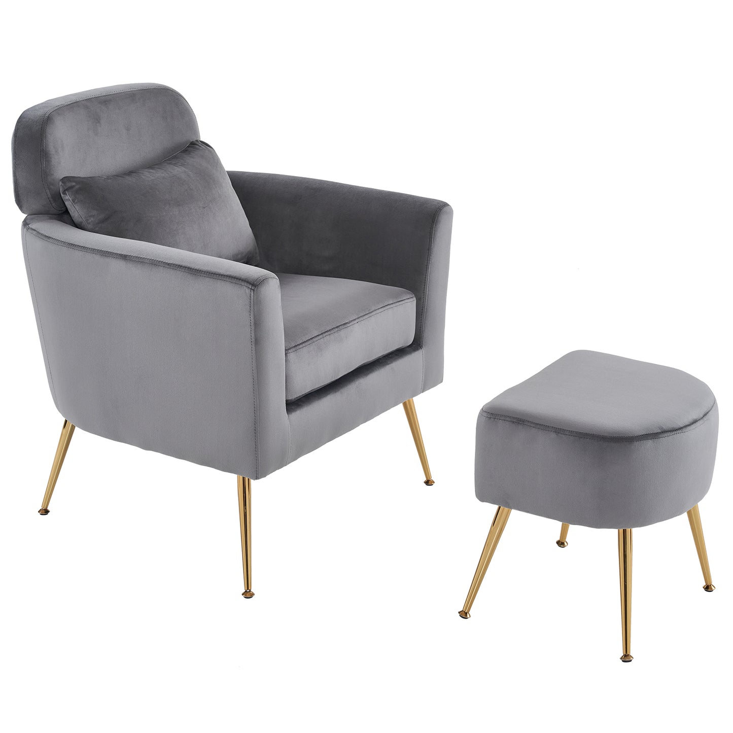 Half Disassembled Single Chair With Gold Feet And Pedals  Flannelette Indoor Leisure Chair Dark Gray