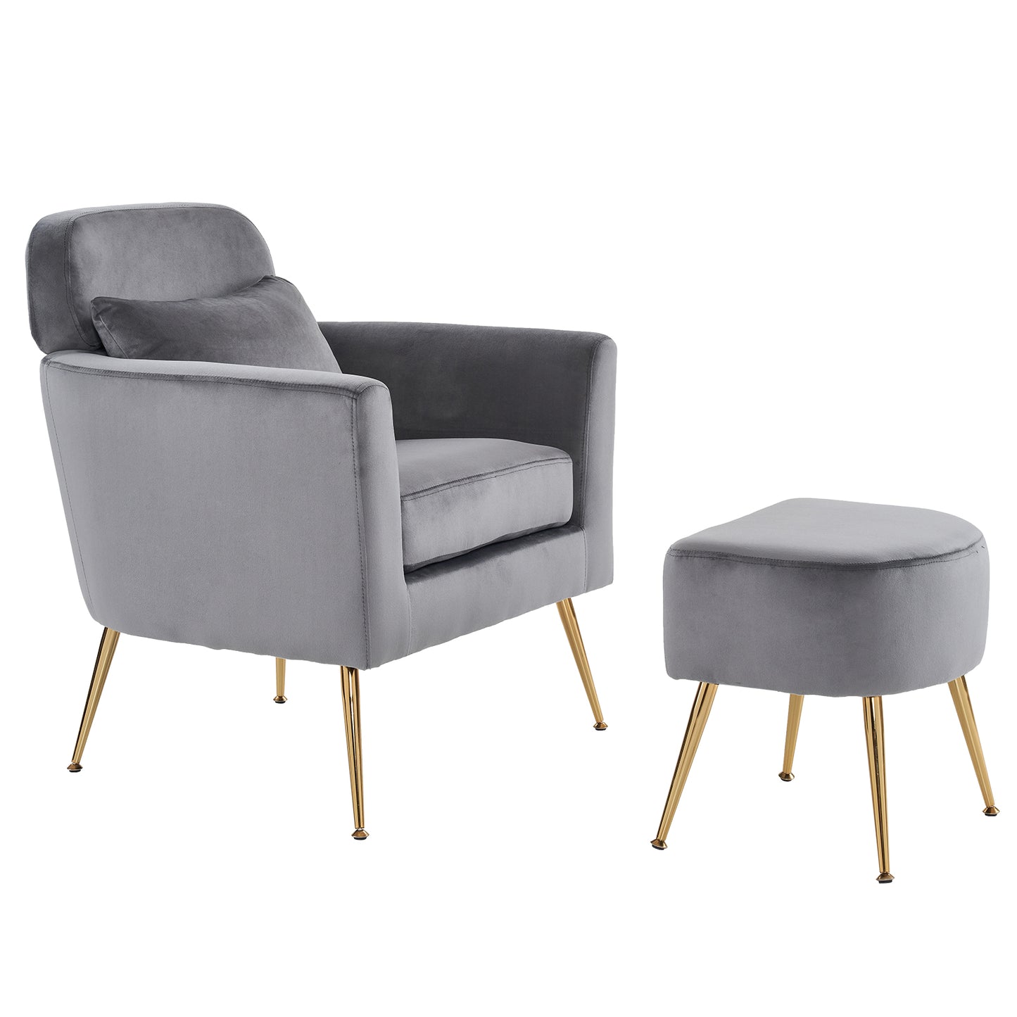 Half Disassembled Single Chair With Gold Feet And Pedals  Flannelette Indoor Leisure Chair Dark Gray