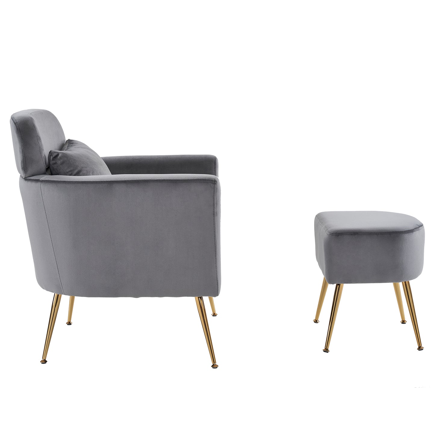 Half Disassembled Single Chair With Gold Feet And Pedals  Flannelette Indoor Leisure Chair Dark Gray