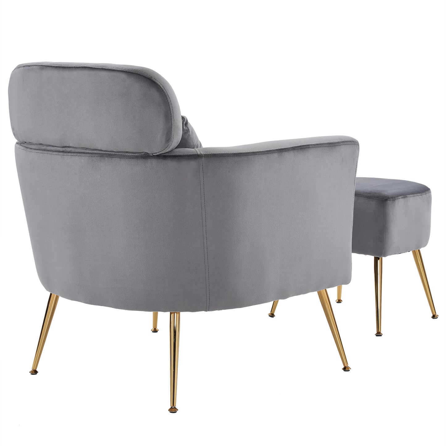 Half Disassembled Single Chair With Gold Feet And Pedals  Flannelette Indoor Leisure Chair Dark Gray
