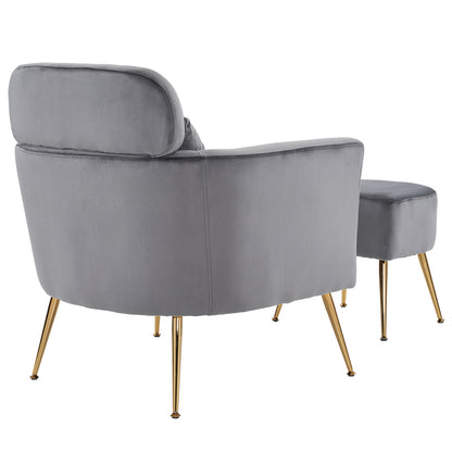 Half Disassembled Single Chair With Gold Feet And Pedals  Flannelette Indoor Leisure Chair Dark Gray