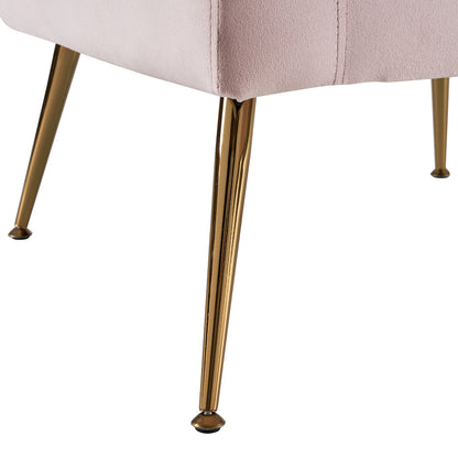 Half Disassembled Single Chair With Gold Feet And Pedals  Flannelette Indoor Leisure Chair Pink