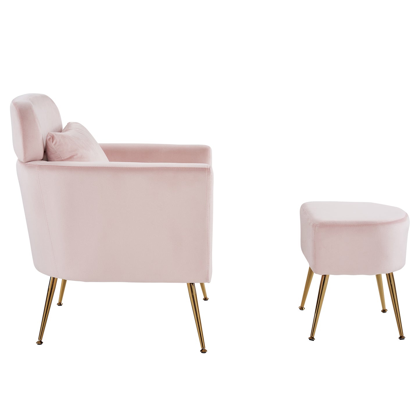 Half Disassembled Single Chair With Gold Feet And Pedals  Flannelette Indoor Leisure Chair Pink