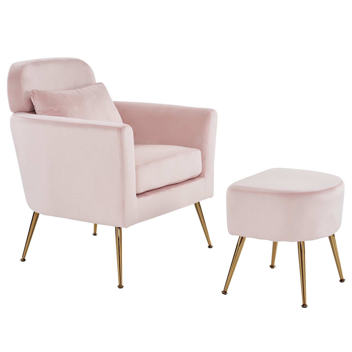 Half Disassembled Single Chair With Gold Feet And Pedals  Flannelette Indoor Leisure Chair Pink