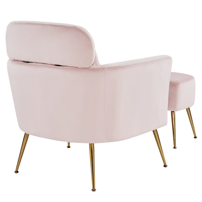 Half Disassembled Single Chair With Gold Feet And Pedals  Flannelette Indoor Leisure Chair Pink