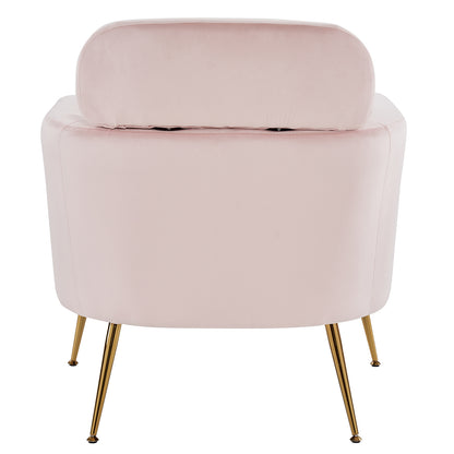 Half Disassembled Single Chair With Gold Feet And Pedals  Flannelette Indoor Leisure Chair Pink