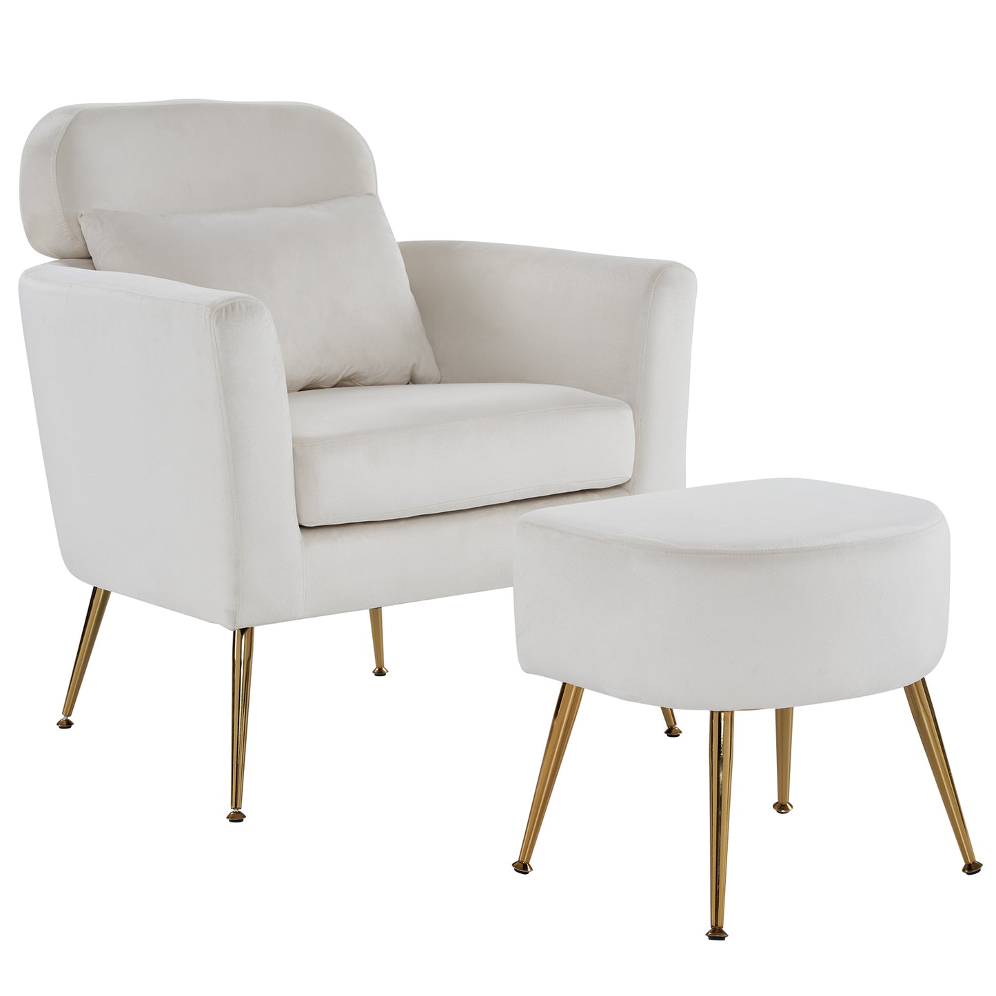 Half Disassembled Single Chair With Gold Feet And Pedals  Flannelette Indoor Leisure Chair Beige