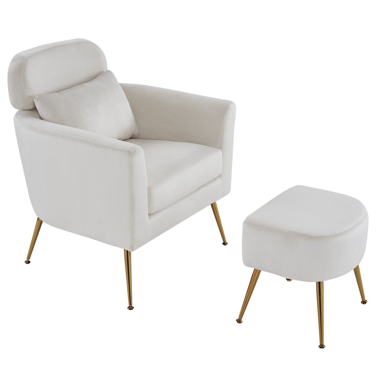 Half Disassembled Single Chair With Gold Feet And Pedals  Flannelette Indoor Leisure Chair Beige