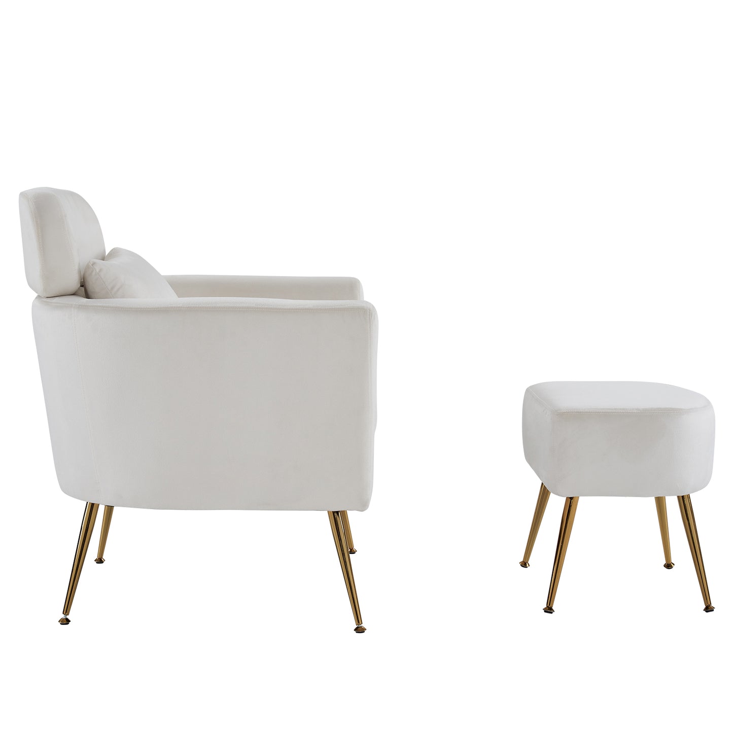 Half Disassembled Single Chair With Gold Feet And Pedals  Flannelette Indoor Leisure Chair Beige