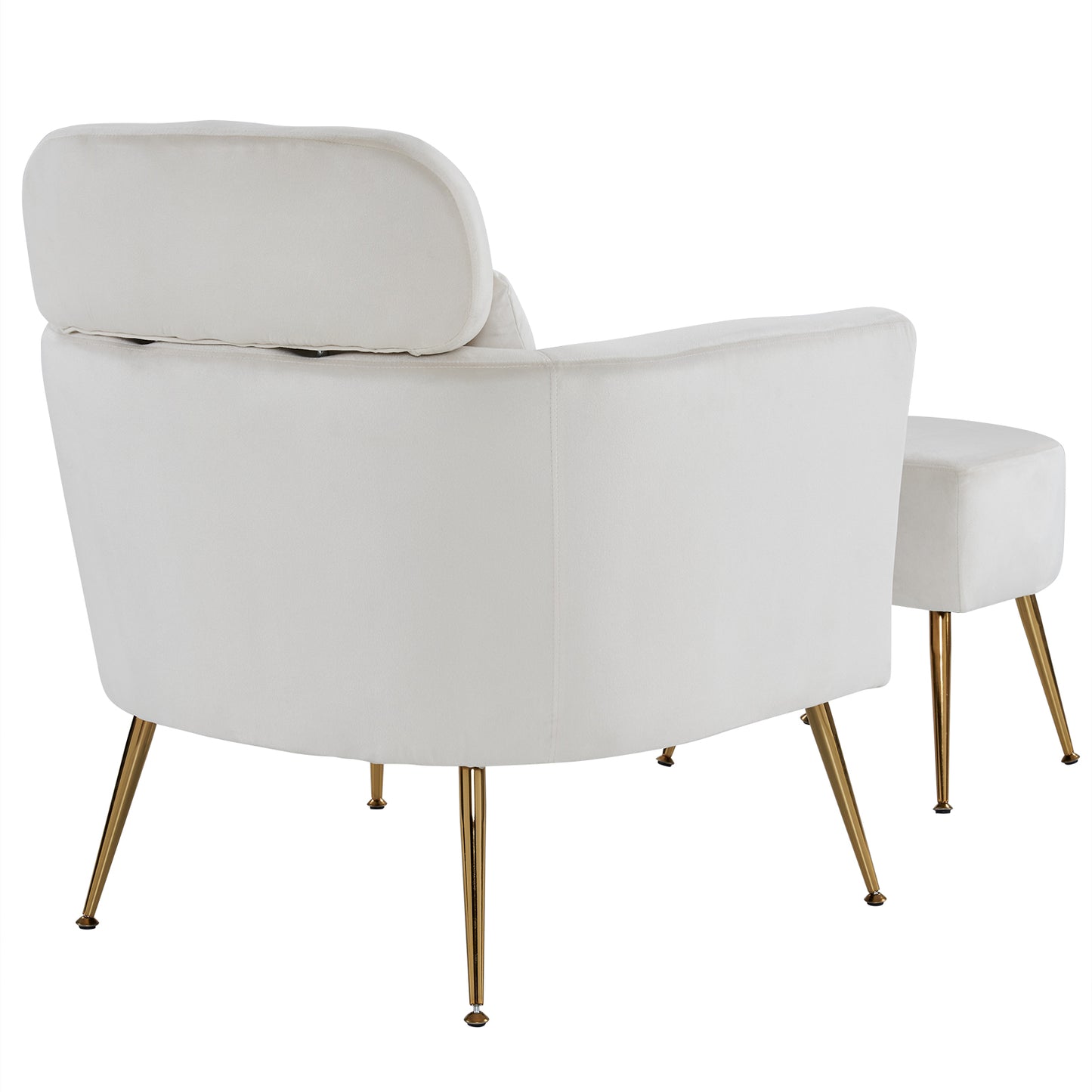 Half Disassembled Single Chair With Gold Feet And Pedals  Flannelette Indoor Leisure Chair Beige