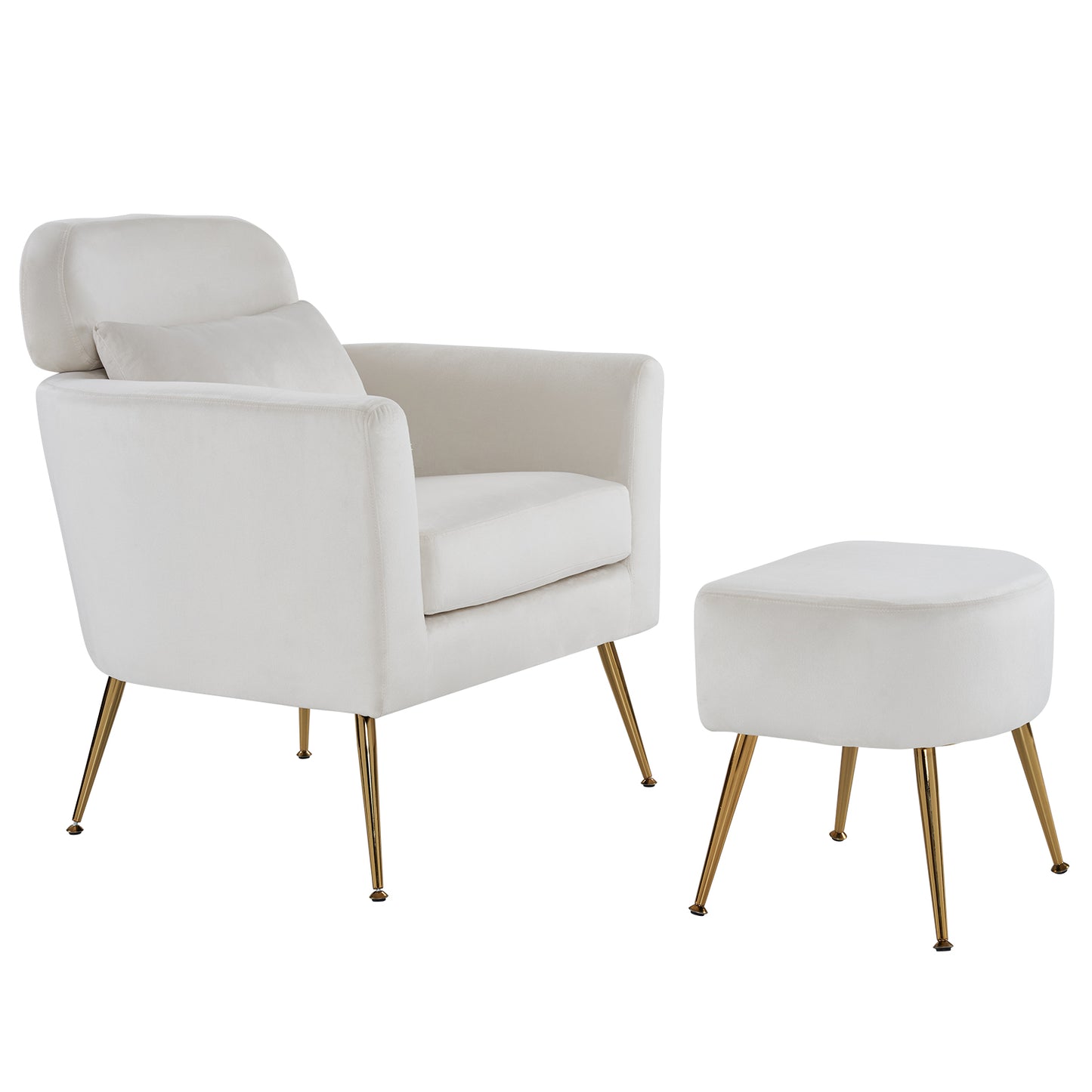 Half Disassembled Single Chair With Gold Feet And Pedals  Flannelette Indoor Leisure Chair Beige