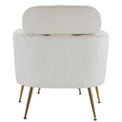 Half Disassembled Single Chair With Gold Feet And Pedals  Flannelette Indoor Leisure Chair Beige