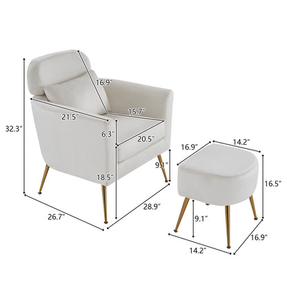 Half Disassembled Single Chair With Gold Feet And Pedals  Flannelette Indoor Leisure Chair Beige