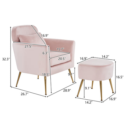 Half Disassembled Single Chair With Gold Feet And Pedals  Flannelette Indoor Leisure Chair Pink