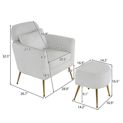 Half Disassembled Single Chair With Gold Feet And Pedals Teddy Velvet Indoor Leisure Chair Beige