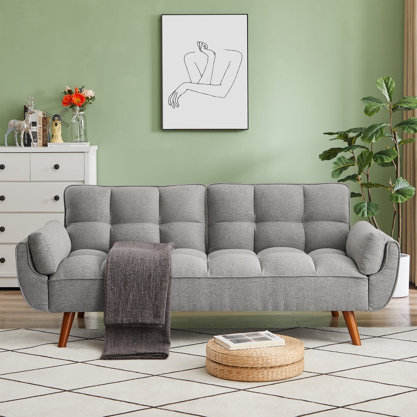 New Design Linen Sofa Furniture Adjustable Backrest Easily Assembled Reclinerst-BEIGE