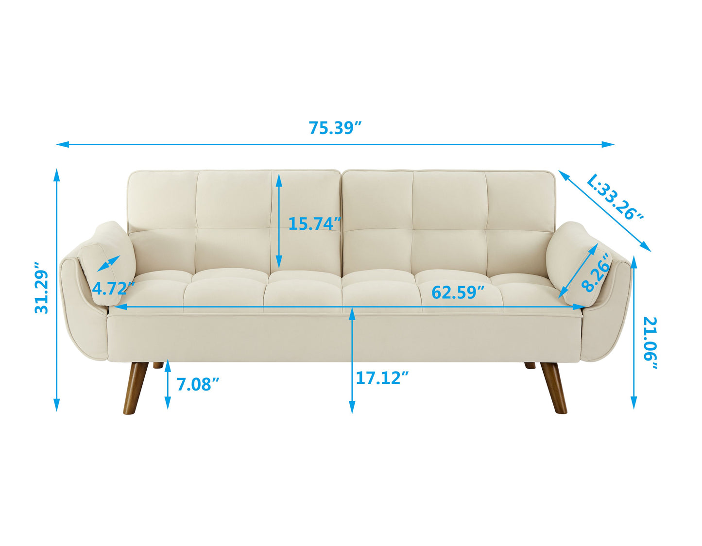 New Design Linen Sofa Furniture Adjustable Backrest Easily Assembled Reclinerst-BEIGE