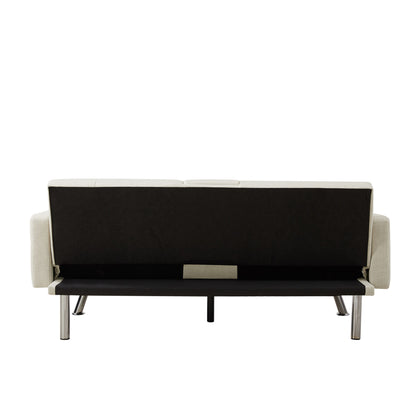 Multi-functional linen sofa bed-Beige