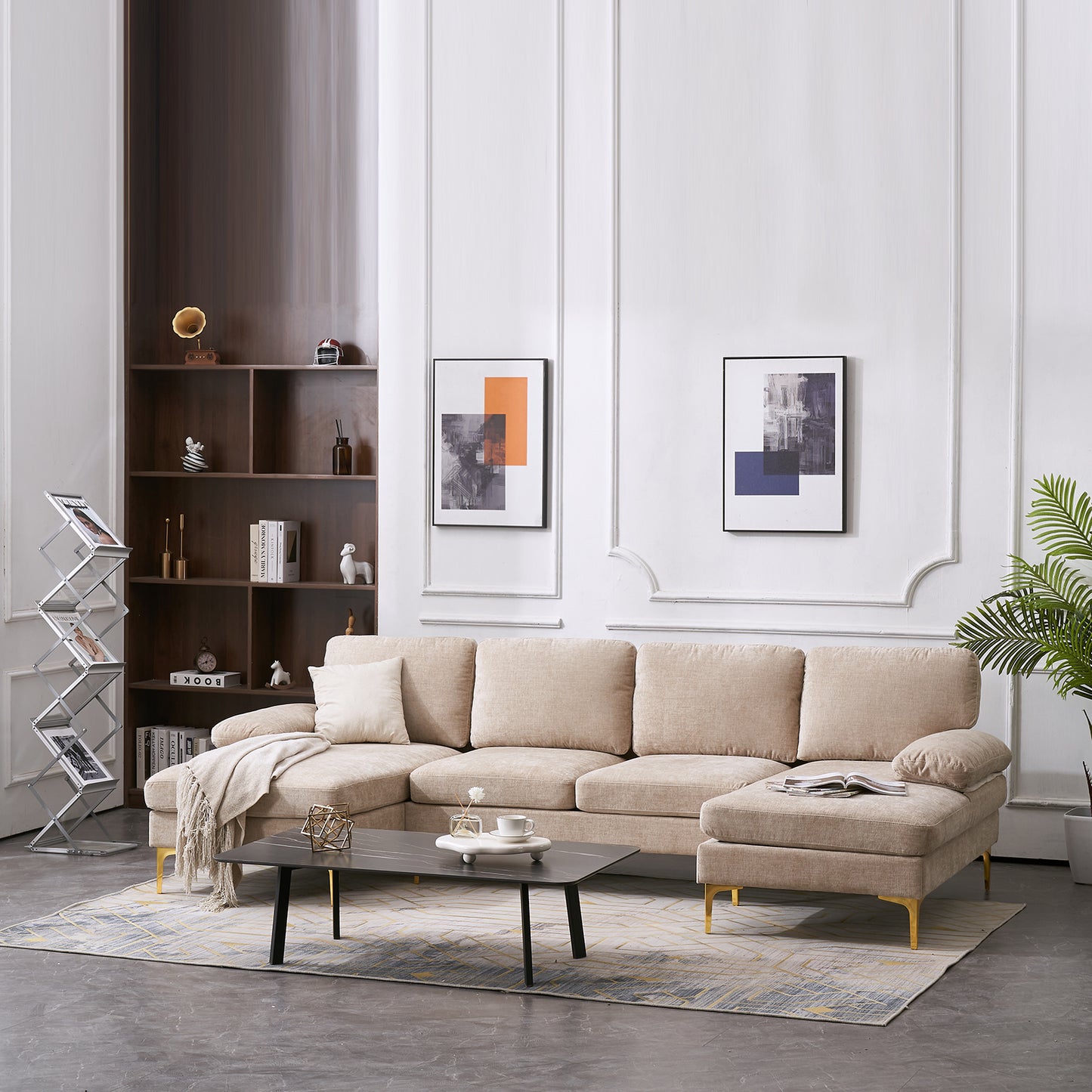 U-Shaped 4-Seat Indoor Modular Sofa Camel--Same type:57251652