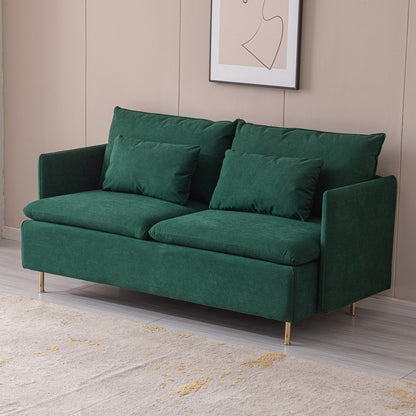 Modern Upholstered Loveseat Sofa,Emerald Cotton Linen---63.8"