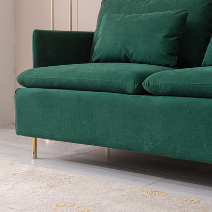 Modern Upholstered Loveseat Sofa,Emerald Cotton Linen---63.8"