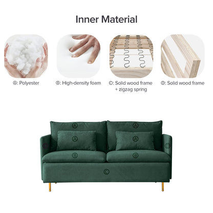 Modern Upholstered Loveseat Sofa,Emerald Cotton Linen---63.8"