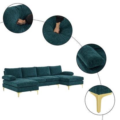 U-Shaped 4-Seat Indoor Modular Sofa Blue-Green Color--Same type:89399889