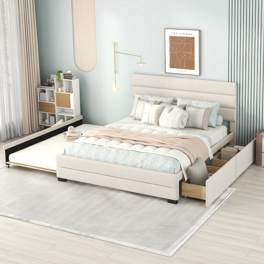 elegant beige queen bed
