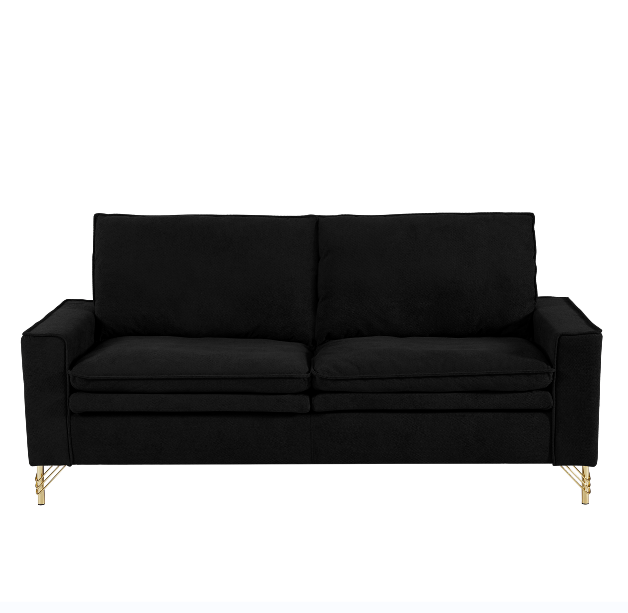 Black, Velvet Cloth Indoor Double Sofa With Metal Feet, 78.54"*31.69"*38.18"