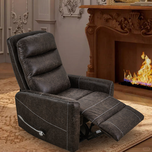 Swivel Glider Rocker Recliner Chair for Nursery,Manual Swivel Rocking Recliner,Mordern Home Theater Seating Soft  Reclining Chairs for Living Room,Brown